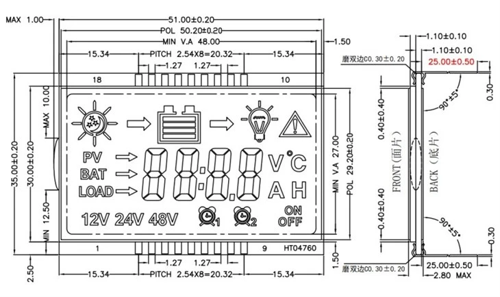 Lcd Screen Panel For Solar Controller